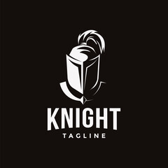 Head of knight logo icon vector on dark background with full faced mask