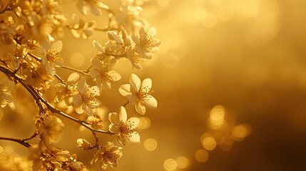 Golden Blossoms with Soft Focus in Dreamy Floral Background