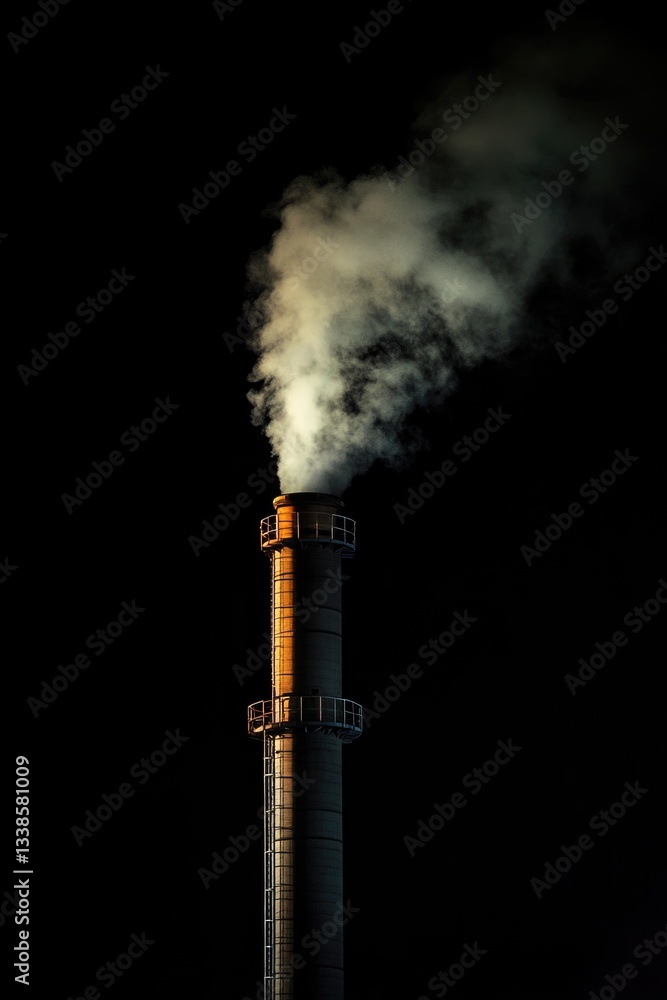 Poster a smokestack rises from the rooftop of a building, with no other details in sight