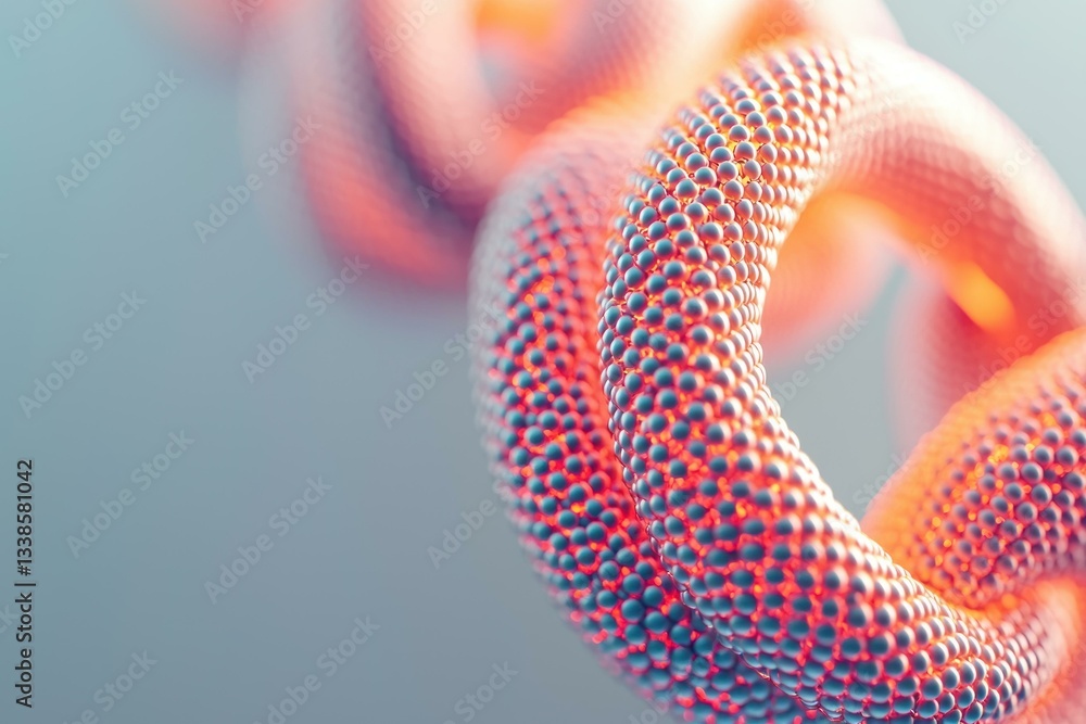 Aufkleber abstract microscopic chain structure red and white beads close up detailed 3d render molecular biolo