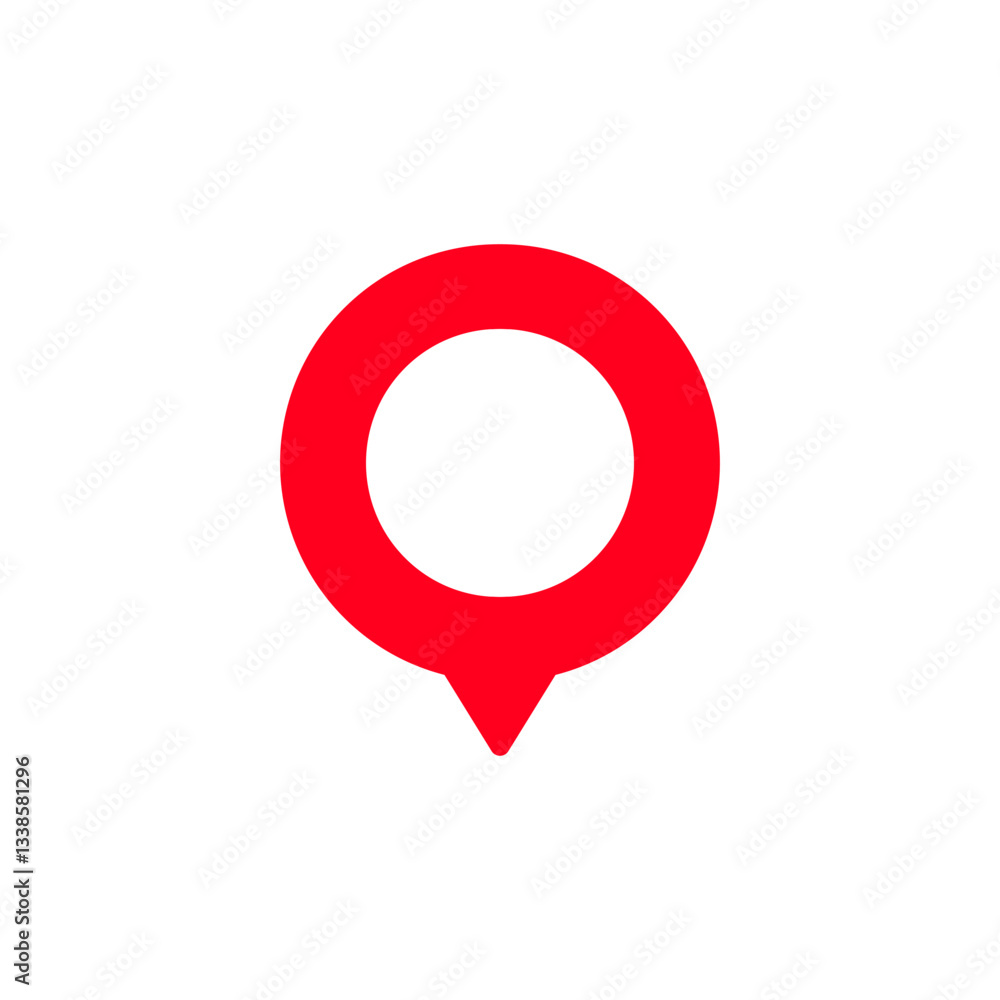 Poster simple red location pin icon for indicating a point of interest or geographical position.