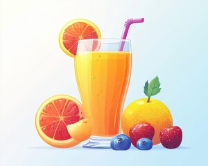 Refreshing Citrus Juice with Fresh Fruits and Vibrant Colors