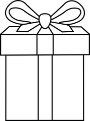 gift box line art wrapped gift with ribbon bow drawing vector illustration