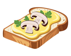 Vector Illustration of toast herbs and mushroom