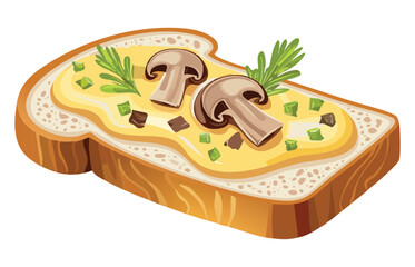 toast herbs and mushroom - vector illustration
