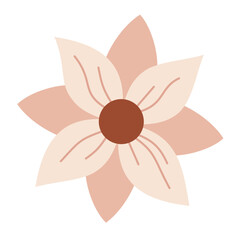 Flower clipart, cute floral hand drawn seasonal objects. Vector illustration in flat style