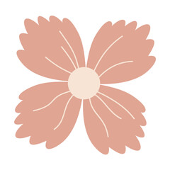 Flower clipart, cute floral hand drawn seasonal objects. Vector illustration in flat style