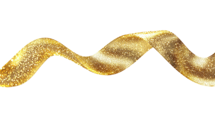 Elegant golden ribbon wave, isolated on transparent background