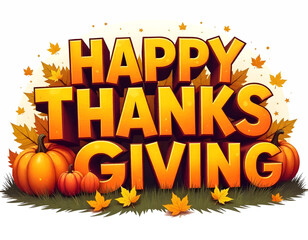 Orange happy thanksgiving lettering design, thankful thanksgiving card design, Fall thanksgiving text, fall shirt quote, halloween background with pumpkin Adobe Illustrator Artwork, party poster