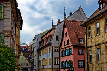 A wonderful day in the city of Bamberg in rainy weather.