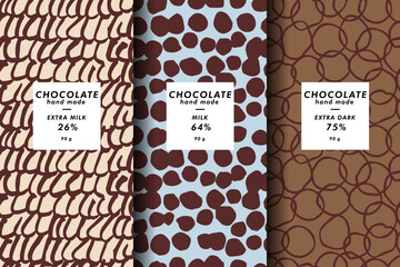 Vector set of templates contemporary abstract cover and patterns for chocolate and cocoa packaging . Minimal modern backgrounds