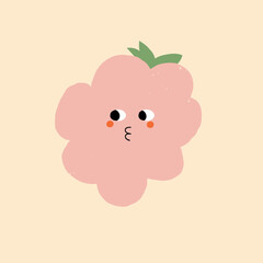 Vector illustration-cute raspberry character smiling. Naive and childish style