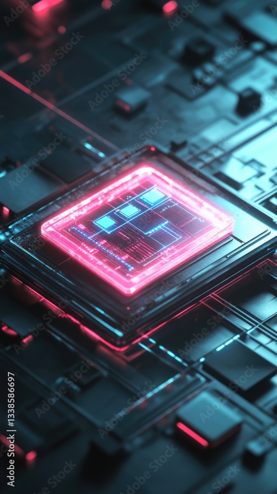 Aufkleber A detailed view of a processor chip on a table, useful for electronics and tech-related projects