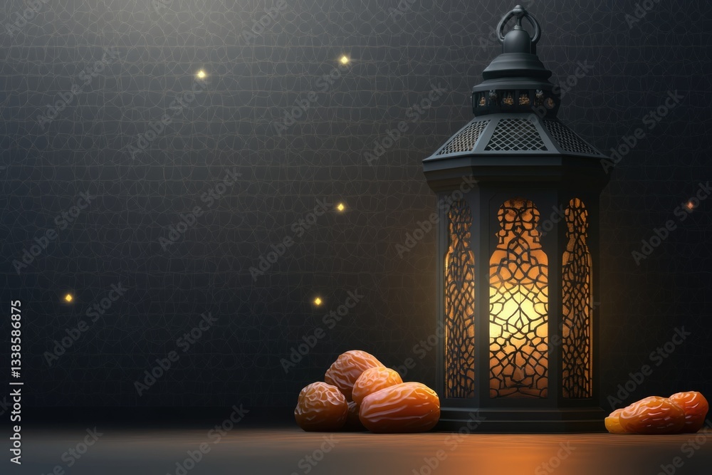 Poster fresh oranges arranged on a table with a lantern adding warm ambiance