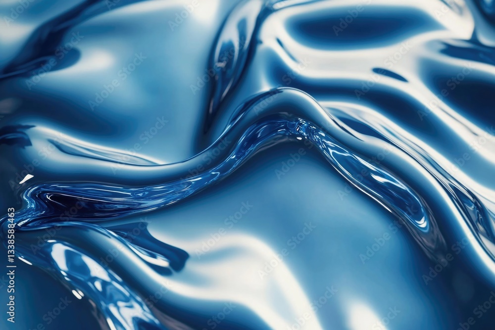 Poster A close-up view of a shiny blue cloth with intricate texture and pattern