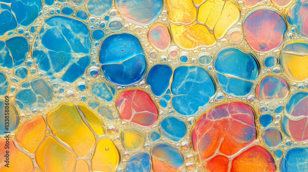 Poster abstract colorful fluid bubbles pattern design