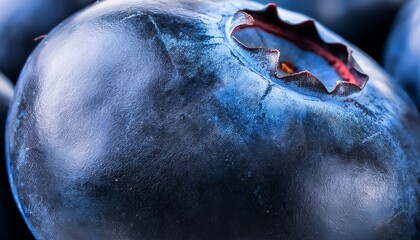 Obraz premium Blueberries Close up Showcasing Rich Color and Texture With Droplets of Moisture