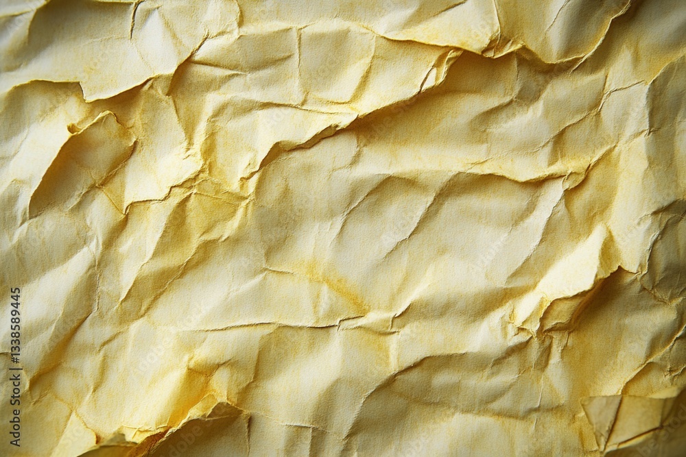 Aufkleber abstract crumpled paper texture background in warm yellow tones for artistic projects and graphic de