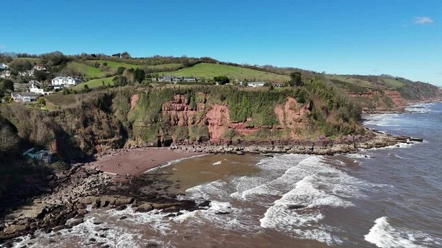 Ascending view of Maidencombe Beach in Devon
