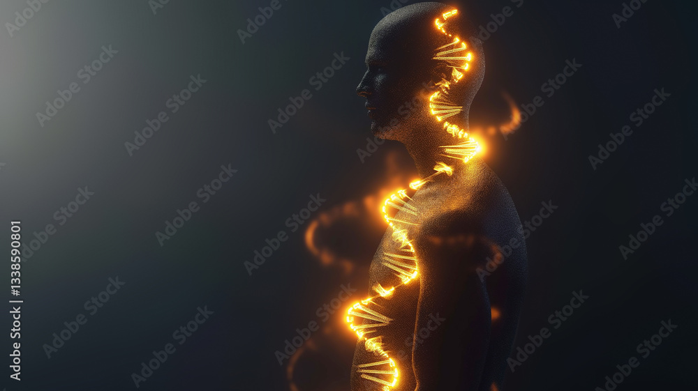 Poster this visualizing genetic engineering concepts to enhance youth through alterations.