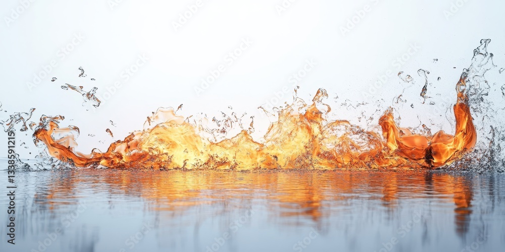 Poster fire and water element: a captivating visual symphony, water and fire interact and merged into each 
