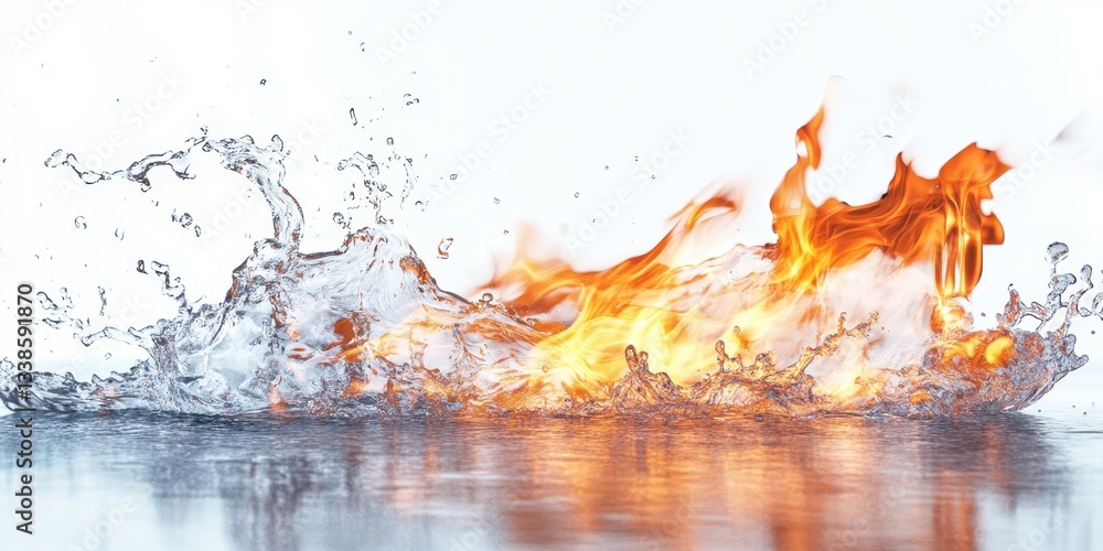 Poster fire and water in dynamic contrast: this captivating image presents a striking visual metaphor of th