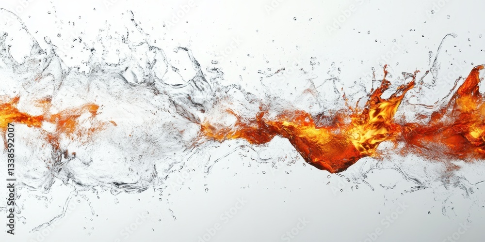 Poster dynamic liquid fusion: a captivating image showcasing the energetic collision and harmonious blend o