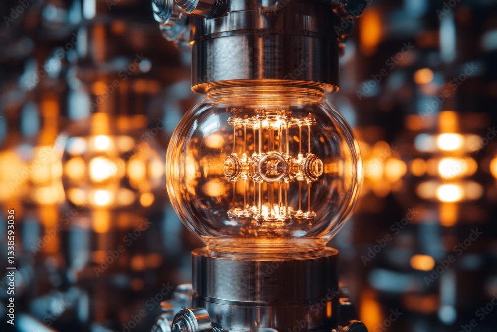 Aufkleber illuminating glass bulb with intricate filaments in a modern design setting