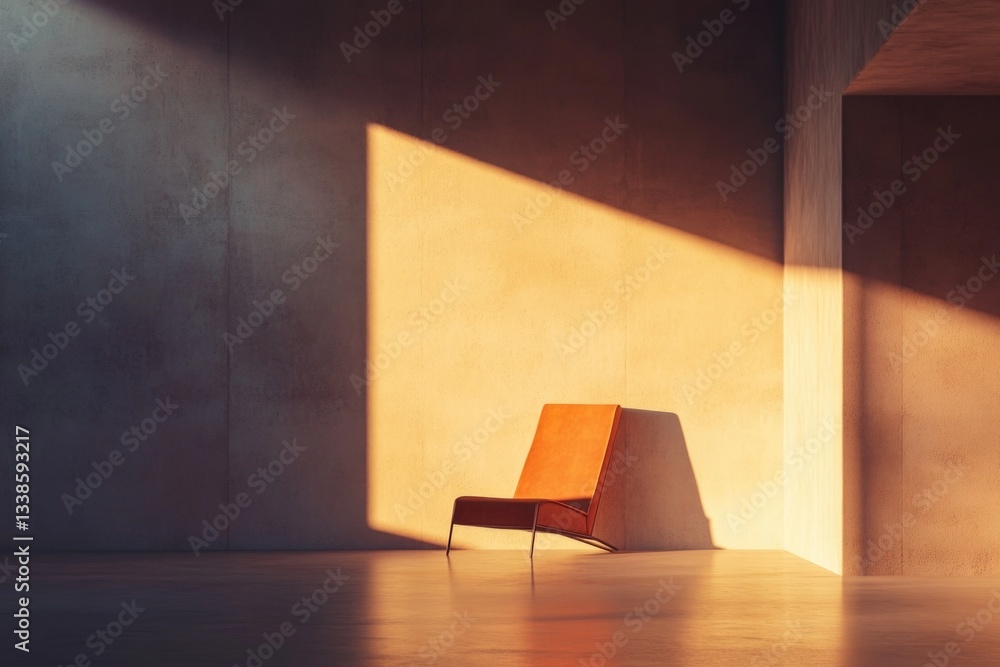 Poster a single office chair placed against a plain wall, perfect for adding texture and simplicity to your
