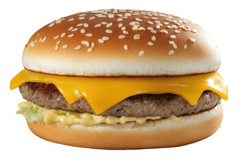 Juicy cheeseburger with lettuce and sauce on a plate