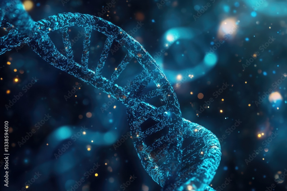 Poster Microscopic view of a double helix DNA structure