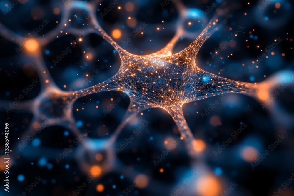 Fototapete abstract representation of interconnected neurons with glowing connections in a dark background