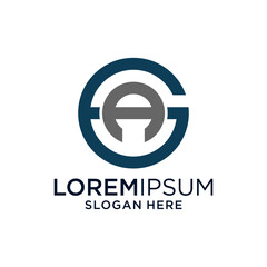 Abstract Blue and Gray Circular Monogram Logo Design