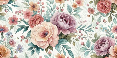 Elegant Vintage Watercolor Floral Backdrop: Minimalist Flower Photography