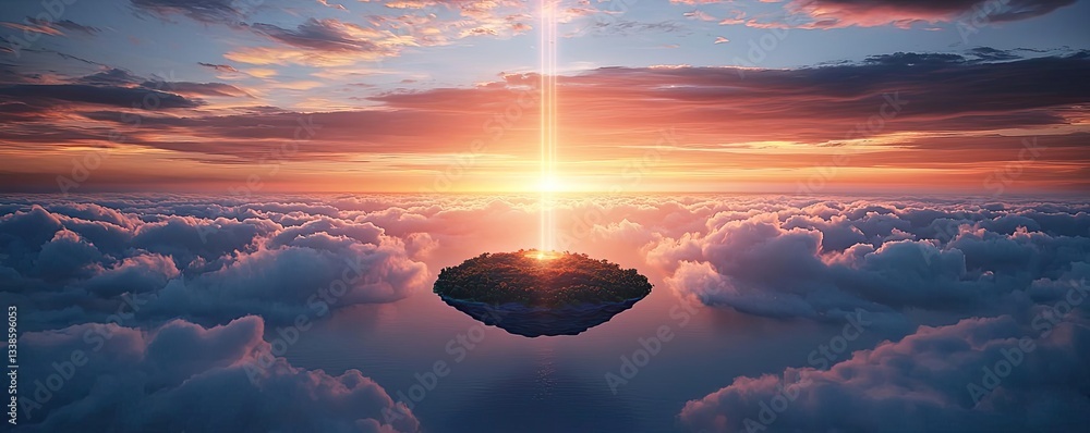 Poster sunset landscape abstract background idea. a stunning sunset with a vibrant beam of light emerging f