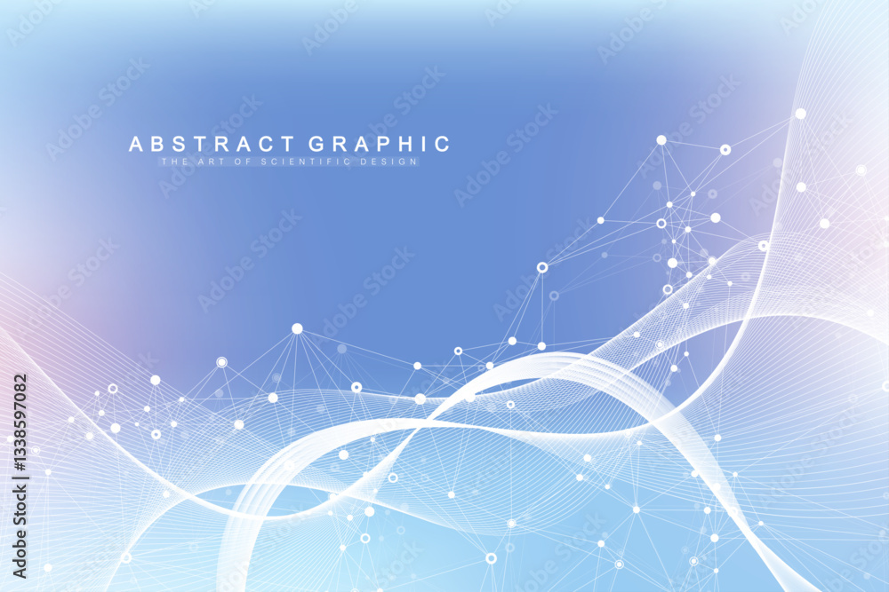 Poster molecular abstract structure background. scientific vector illustration with molecule dna. medical, 