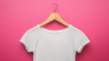 White TShirt on Pink Background.