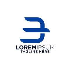 Abstract Blue Bird Logo Design