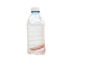 Naklejka premium Plastic water bottle on a plain background with subtle shadows