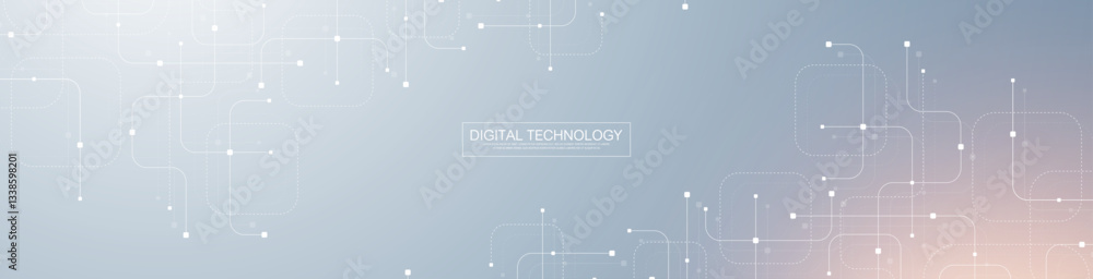 Poster Digital tech motherboard texture design. Creative idea AI banner concept for internet technology. Software coding. Engineering concept for poster, cover, banner, header, web, presentation template