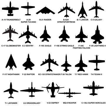 US Air Force Aircraft Inventory Silhouette Collection