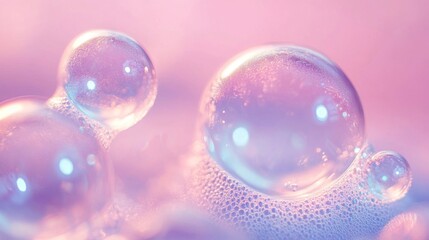 Pastel Colored Bubbles Floating in Foam