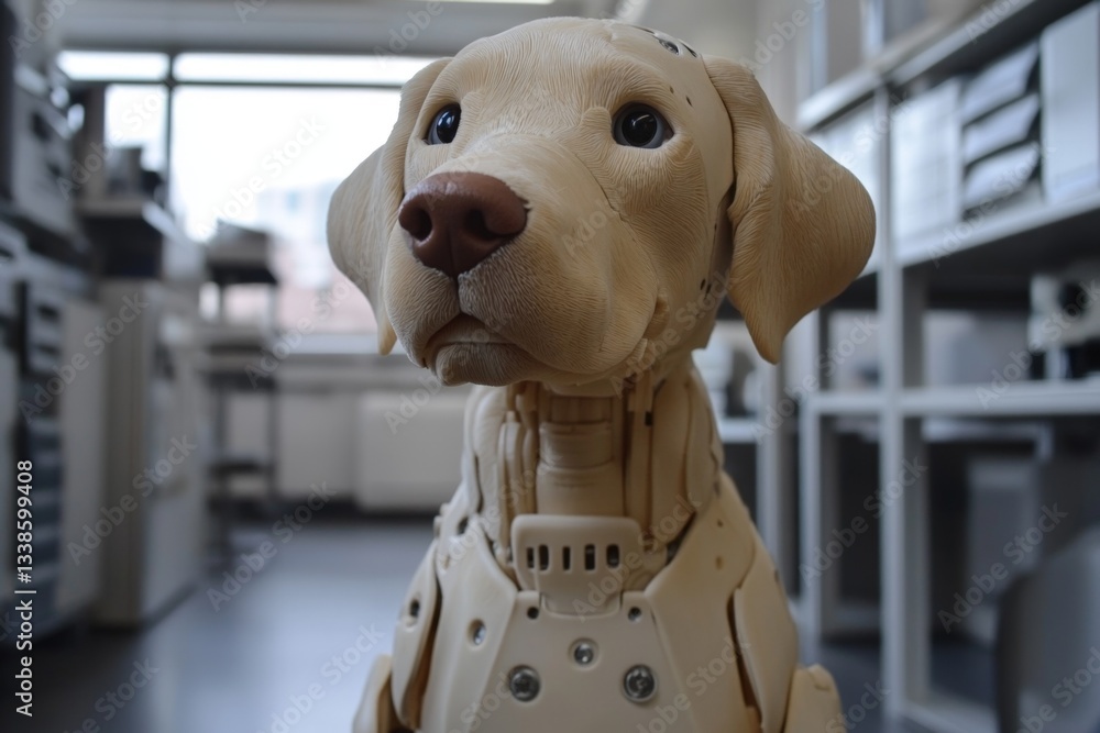 Fototapete advanced robotic dog model displayed in a modern office environment showcasing its realistic design 