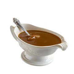 gravy boat with rich brown chocolate isolated on transparent background