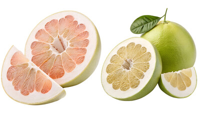 Slice of pomelo set, Grapefruits collection isolated
