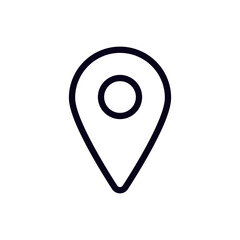 Black location pin icon used for navigation and map applications, symbolizing a destination point.