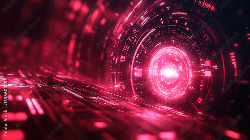 Poster futuristic ai interface glowing digital core,surrounded byhigh-tech cyber network.concept of artific