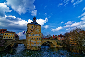 Naklejka premium A wonderful day in the city of Bamberg in rainy weather.