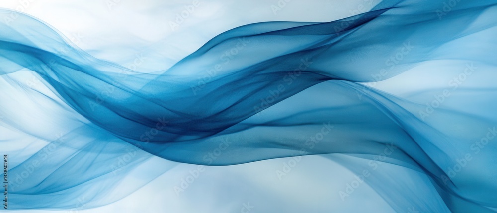 Aufkleber ethereal blue fabric waves gracefully against a soft light blue background creating a serene and cal