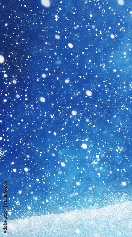 Poster serene winter snowfall background with gentle blue gradient and soft snowdrift creating a peaceful a
